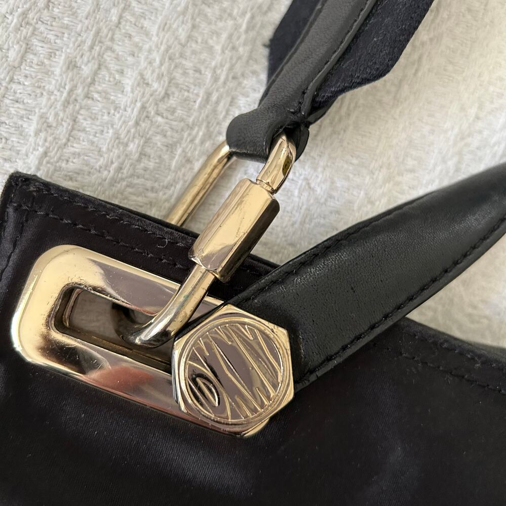 DKNY Women 2009 Leather Nylon Purse Black Shoulder Bag Designer Y2K Minimalist - Picture 8 of 12